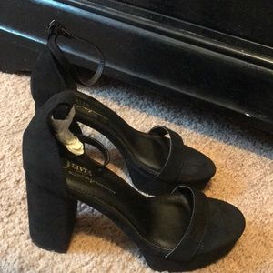 Black suede chunky heels